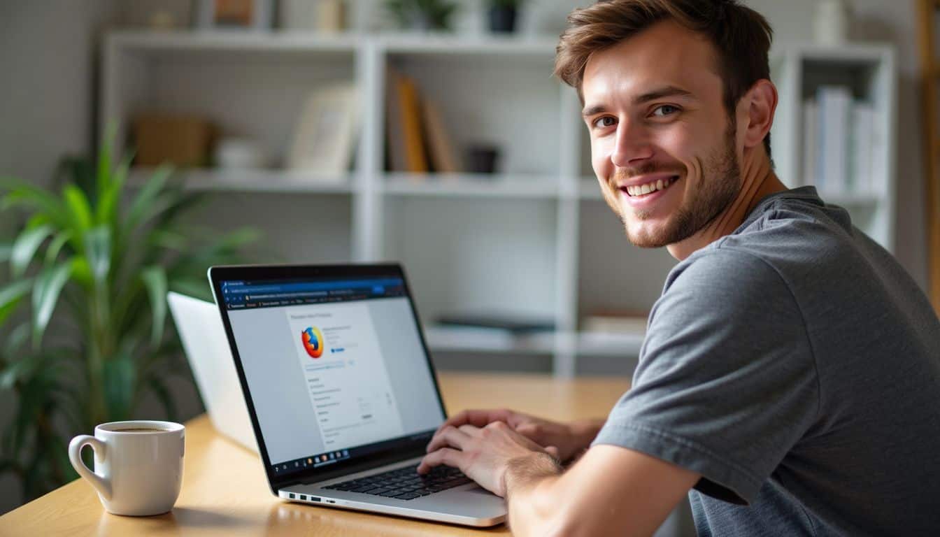 A person configuring manual proxy settings on laptop browser at desk.