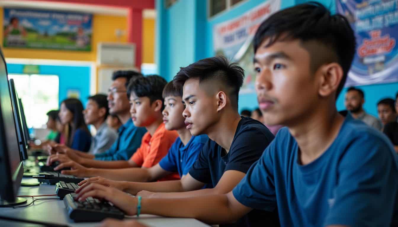 Young Malaysian esports players competing in a government-sponsored tournament.